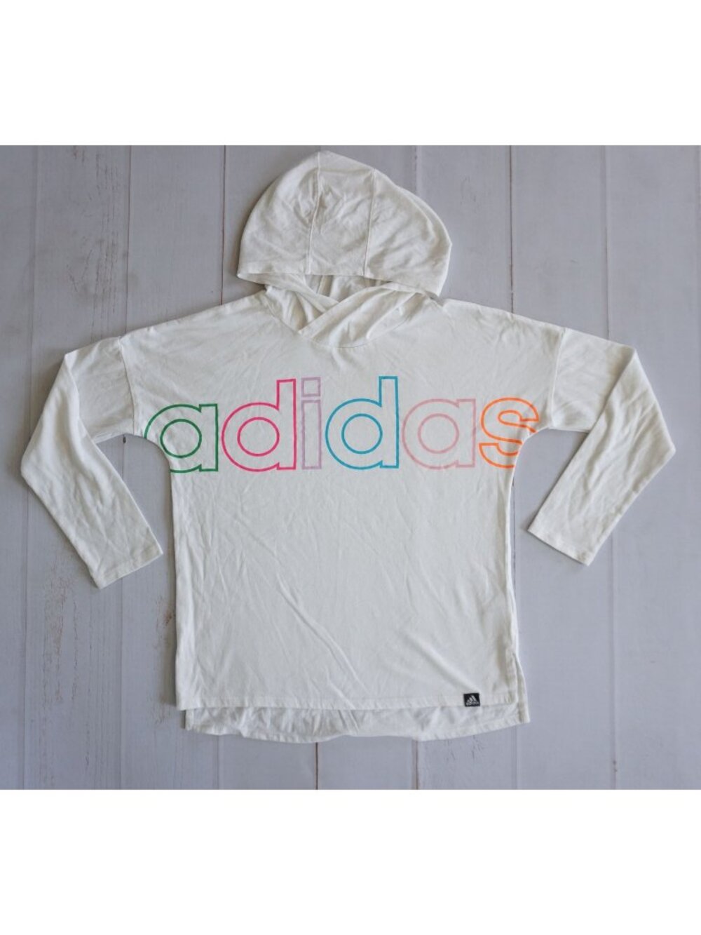 Adidas Girls' Long Sleeve Hoodie Shirt - Size L - Picture 1 of 9